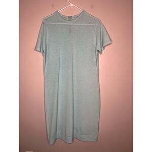 1970s Talbott Traveler Light Blue Textured Dacron Polyester Volup Dress XL